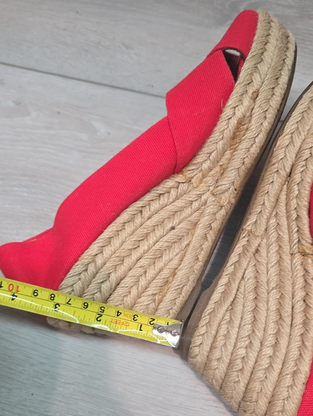 Tory Burch Women Filipa Red  Open Toe Espadrille Wedge Shoes Sandals Sz 8B